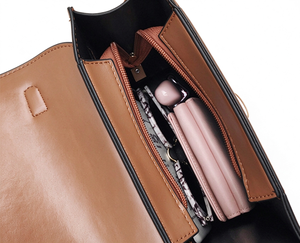 Mini <b>Women's</b> Vintage <b>Briefcase</b> Style Waterproof Foldable Zipper Closure Small Capacity Shoulder Crossbody Handbag - Product Image 6