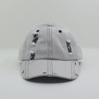 Casquette de baseball en coton vieilli personnalisée, souple et non structurée, style « Dad Hat » avec design déchiré, vente en gros