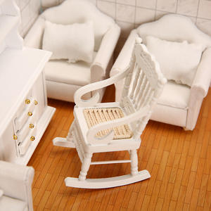 12 points OB11 ensemble de meubles miniatures en bois bricolage chaise à bascule peinte en blanc pour maison de poupée et scène modèle de tir pour l'utilisation de jouets - Product Image 5
