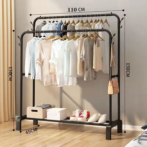 Nouveau <span class=keywords><strong>porte</strong></span>-vêtements sur pied amovible, intérieur/extérieur, antirouille, double barre, <span class=keywords><strong>porte</strong></span>-<span class=keywords><strong>manteau</strong></span>, organisateur de vêtements durable - Product Image 1