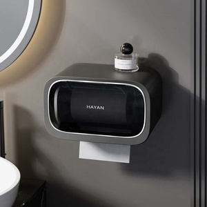 Étagère de rangement murale moderne en plastique <span class=keywords><strong>sans</strong></span> perçage pour serviettes de toilette, rouleaux de papier toilette, boîtes à mouchoirs, organisateur de salle de bain - Product Image 5