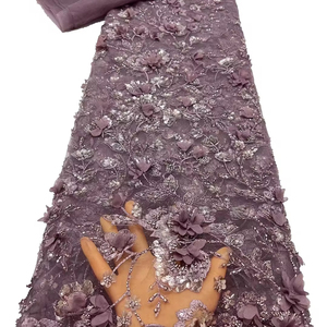 Hot Bán Chất Lượng Cao Châu Âu Và Mỹ Thanh Lịch Lưới Thêu Đính Cườm Ren Với <span class=keywords><strong>3D</strong></span> Hoa Cho Đám Cưới Cho Đảng - Product Image 1