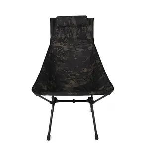 Dark Color Folding Camping Chairs Portable High Back Outdoor Chair With Detachable Pillow