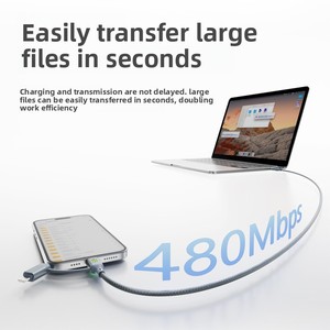 <span class=keywords><strong>สาย</strong></span><span class=keywords><strong>ชาร์จ</strong></span>เร็วแบบถัก 4-in-1 หัวต่อ <span class=keywords><strong>USB</strong></span>-A/<span class=keywords><strong>Type</strong></span>-<span class=keywords><strong>C</strong></span> สำหรับโทรศัพท์มือถือ พร้อมไฟหายใจ 7 สี กำลังไฟ 65W ลดราคาพิเศษ - Product Image 3