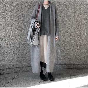 Herbst Winter Damen Chic <span class=keywords><strong>Korean</strong></span> <span class=keywords><strong>Style</strong></span> Lang gestrickte Strickjacke Over-the-Knee Schnür-Split Single Breasted <span class=keywords><strong>Loose</strong></span> Sweater - Product Image 3