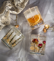 Gelée Gel Cire Avec Fleurs Séchées Décoration Bougie Soulagement De L'anxiété Bougie Kerze Trockenblumen Gelee