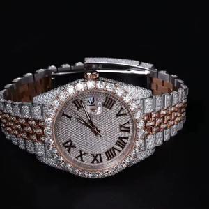 Montre pour homme en moissanite de qualité supérieure, entièrement sertie de diamants, avec bracelet en acier inoxydable et design hip-hop de luxe - Product Image 4