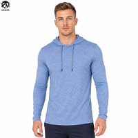Sweat-shirts à capuche de performance pour hommes, personnalisés en gros, 95 % polyester, 5 % élasthanne, jersey chiné respirant, anti-UV, évacuant l'humidité
