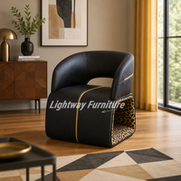 Fauteuil lounge moderne en cuir véritable à imprimé léopard, fauteuil de salon et de bureau, design de luxe léger