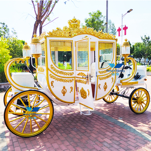Luxury Royal Prince Horse Drawn Carriage in British Style Black <b>Gold</b> Horse Buggy Special Transportation - Product Image 5