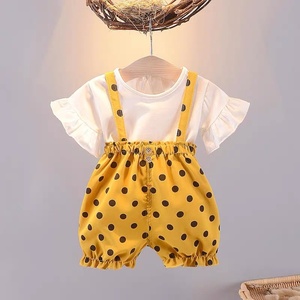 Abito in due pezzi estivo da 2025 per bambine alla moda pantaloncini di cotone e t-shirt Look Casual da bambina - Product Image 4