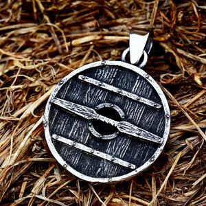 Collar con Colgante Yunnique de Acero Inoxidable 316L, Escudo Vikingo con Nudo Celta Grabado, Acabado Antiguo, Resistente al Agua, Amuleto Vintage Unisex - Product Image 5