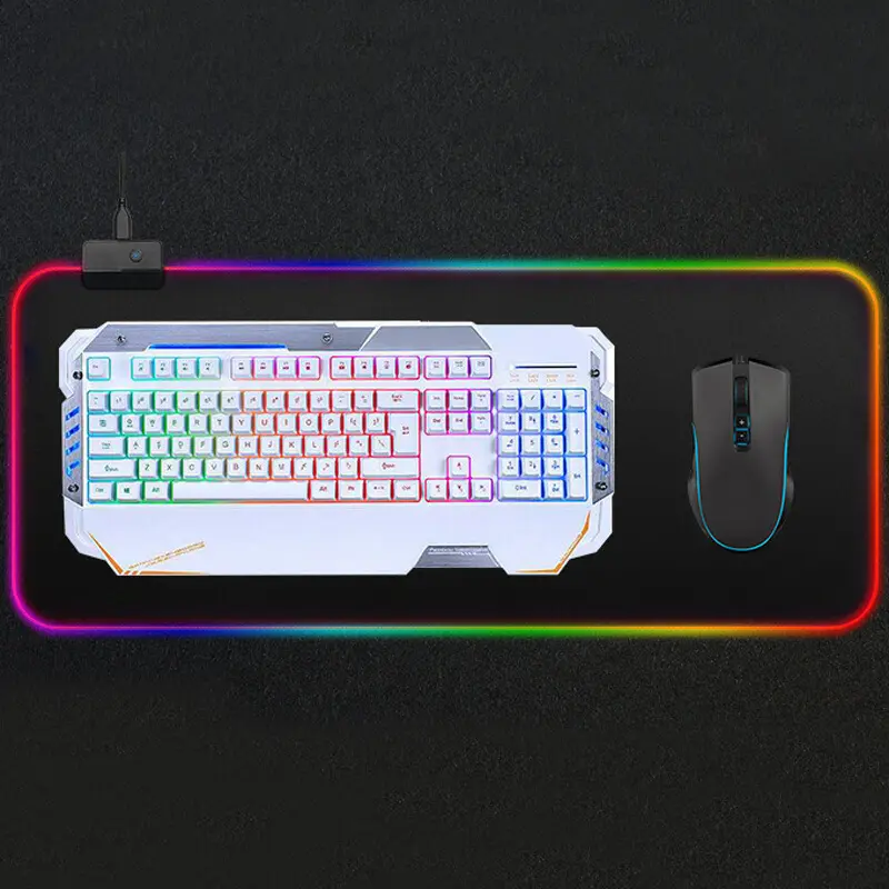 Alfombrilla de ratón Rgb personalizada, extensión de juego de ordenador de oficina, teclado de luz luminosa, grande, Led
