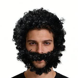MPW-035 <span class=keywords><strong>Pas</strong></span> <span class=keywords><strong>Cher</strong></span> Fête <span class=keywords><strong>Carnaval</strong></span> festival drôle <span class=keywords><strong>perruque</strong></span> afro avec barbe - Product Image 4