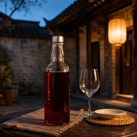 Bouteille en verre transparent avec bouchon à vis argenté, bouteille vide pour vin de prune, vin de fruits, vin rouge, vin de riz, stockage, logo personnalisé acceptable