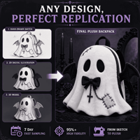 Nouveau Sac à Dos en Peluche Gothique Personnalisé, Sac à Dos en Peluche Fantôme, Sac à Jouets en Peluche, Sac à Dos Doux pour Enfants et Adultes, Cadeau Promotionnel OEM ODM