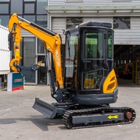 Mini-excavatrice compacte HT25 à bas prix, micro-pelle sur chenilles diesel avec cabine fermée