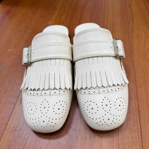 Genuine Leather Square Toe <b>Mules</b> With Buckle And Fringe Breathable Slippers For Women - Product Image 4