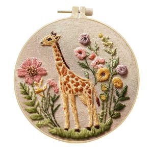 Giraffa fai da te ricamo Kit di lavoro manuale con ricamo cerchi fili punzonatura ago punto croce Kit ricamo - Product Image 5