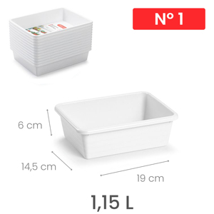 Mini Plateau de Rangement Blanc 19x14.5x6 Cm 1.15 L Durable Réutilisable Organisation Domestique - Product Image 1