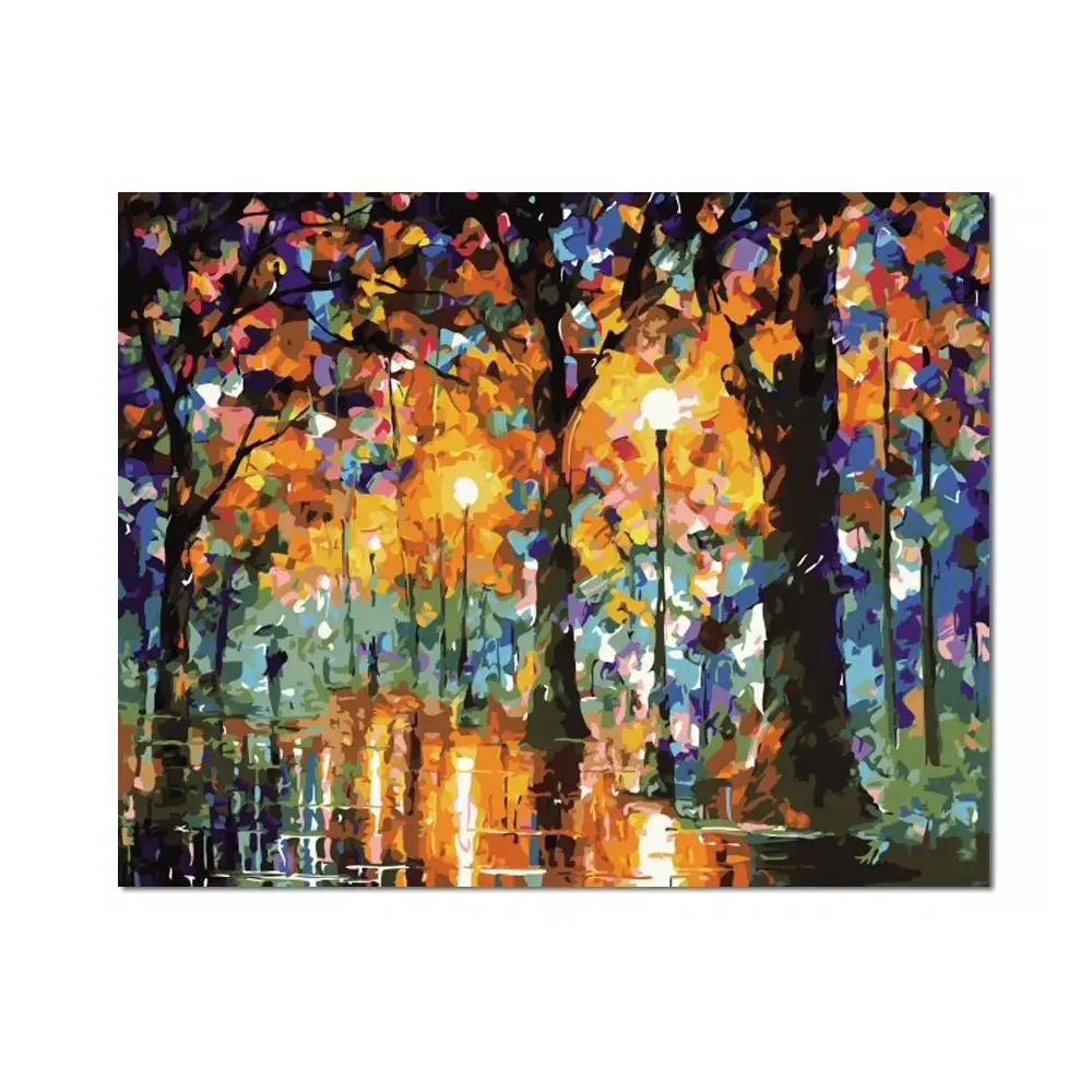 Paint Paint By Numbers Kids Custom DIY Painting Abstract Night Street Landscape Picture Custom Coloring Paint By Numbers For Kids