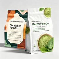 Sachet Doypack à fond plat imprimé sur mesure, haute barrière, refermable, résistant à l'humidité et aux UV, pour poudre de complément alimentaire