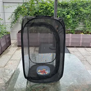 New Size 35x35x60cm Factory Direct Sales All-black Plant Greenhouse Light-transmitting Insect Incubator Butterfly Pop-up Cages