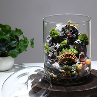 Accessoires de décoration pour la maison, pot en verre pour table, planteur artisanal en verre transparent pour plantes hydroponiques, vase en verre avec couvercle en verre