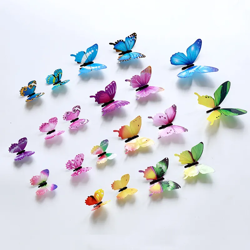 Home decor 12pcs/set PVC Colorful 3D Butterfly sticker Transparent and lifelike Children's room decor butterfly wall sticker