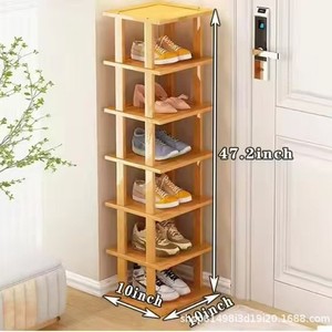 Simple wooden shoe rack for saving space in the entryway; multi-layered wooden <b>corner</b> shoe <b>cabinet</b> for rental apartments. - Product Image 4