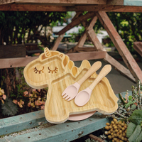 Ensemble d'alimentation réutilisable en silicone de qualité alimentaire pour bébé, écologique, motif animalier (koala, éléphant, licorne), minimaliste pour enfants