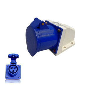 Prise électrique murale industrielle 2P+T 16A IP44 pour usage extérieur - Product Image 1