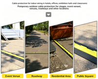 Protège-câbles en caoutchouc robuste, rampe de circulation à 3 canaux, traversée de câbles portable pour parking