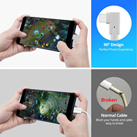 Kabel USB-C ke USB-C Sudut Kanan 90 Derajat 100W Kecepatan Tinggi dengan Pelindung Jalinan Nilon untuk Pengisian Daya Cepat Ponsel