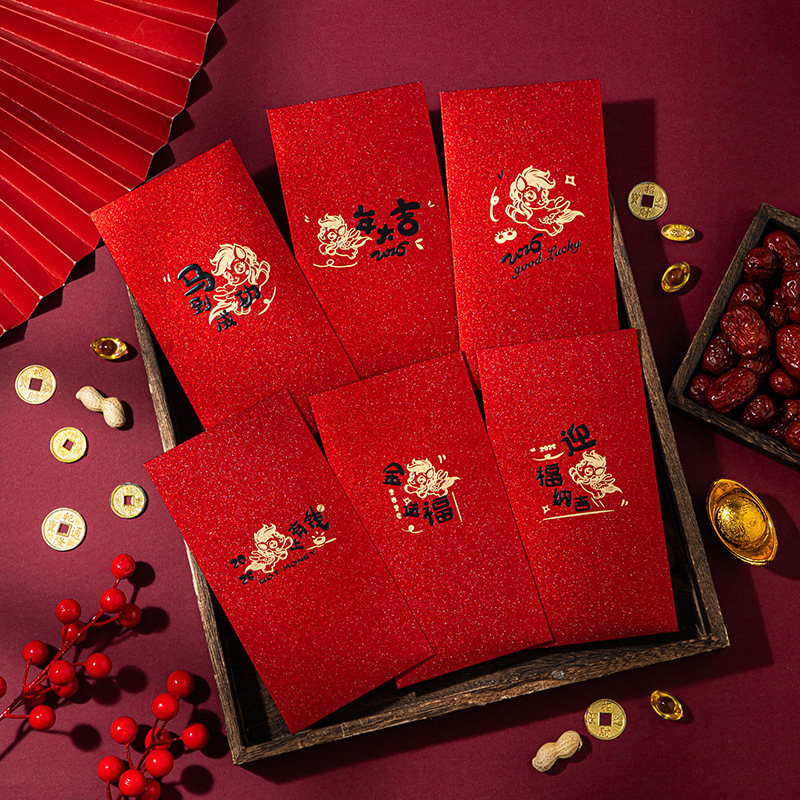 Frosted gold foil red envelopes [mixed pack] 6