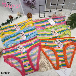 Amysi 14586 #   Melkzijde kant bloemen tienermeisjes slips ademend bedrukt zomer dagelijkse onderbroeken - Product Image 3