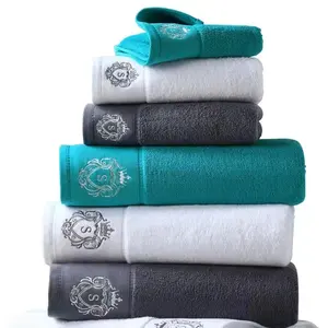 Kit de serviettes à main 100% coton, vente en gros, bonne qualité, Logo brodé 5 étoiles, hôtel de luxe, livraison gratuite