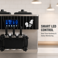 Machine à glaces professionnelle en acier inoxydable 3 saveurs, machine à gelato de comptoir