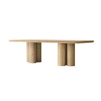 Meubles de salle à manger minimalistes, restaurant de restauration rapide, table à manger rectangulaire en placage de chêne blanc pour 6 personnes, pour usage commercial