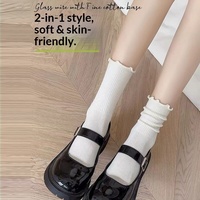 Chaussettes en polyester absorbant la transpiration, style universitaire japonais, couleur blanc laiteux et noir, sélectionnées avec soin, pour femmes Zhuji, tendance Instagram