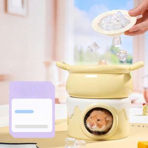 Nid en céramique pour hamster - Igloo rafraîchissant pour l'été et anti-chaleur - Design mignon - Gamelle anti-renversement et cachette pour petits animaux - Product Image 6