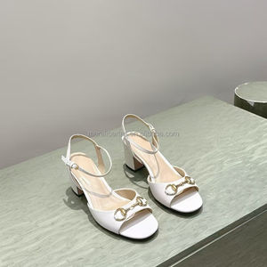 Sandalias de tacón alto con punta cuadrada y adorno de metal, forro de piel de oveja, textura de alta calidad, estilo retro, elegantes, premium, para uso diario y de oficina. - Product Image 6