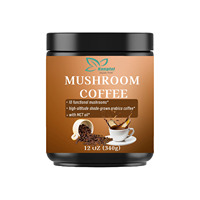 Mélange de café aux champignons 10-en-1 personnalisé de qualité supérieure avec huile MCT, conditionnement en bouteille, boisson aux champignons pour l'équilibre de la santé digestive intestinale