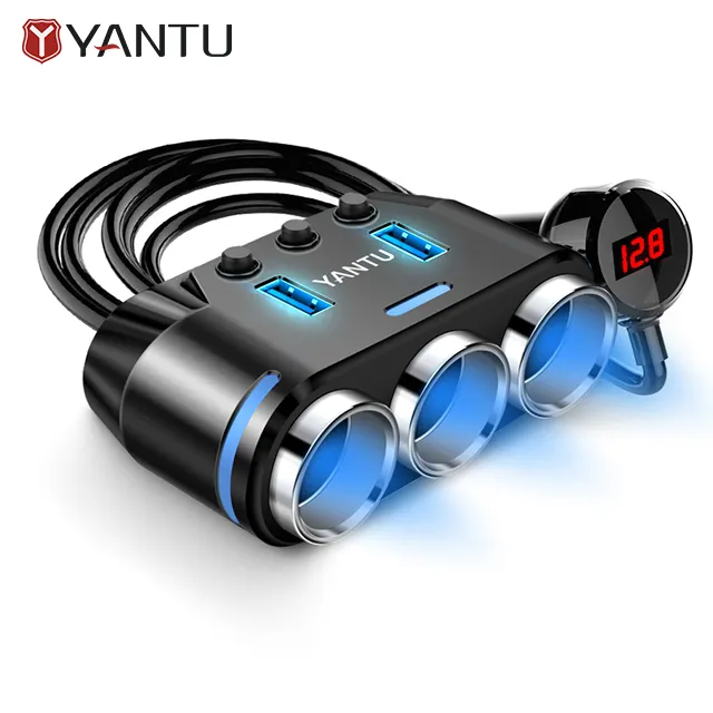 YANTU B39 12V 24V car cigarette lighter charging 3 in 1 super corded heater cheap charger adapter plug dual usb Auto Electronics