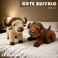 Peluche personnalisée en forme de buffle brun, jouet en peluche en forme de vache beige, poupée en peluche pour enfants, coussin confortable, cadeau pas cher