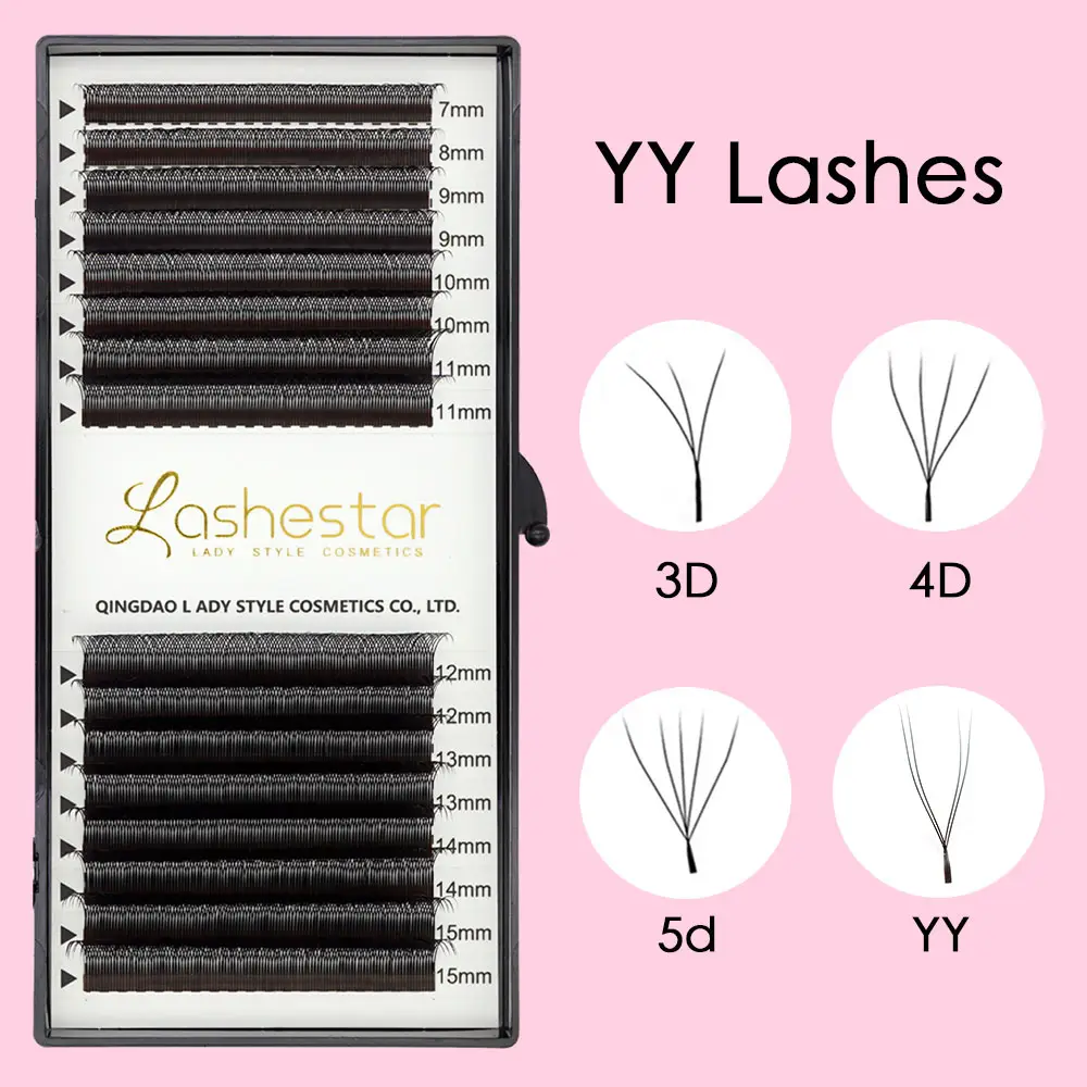 Lashestar Yy lashes 3d 4d 5d 6d w आकार की पलक एक्सटेंशन वॉल्यूम पूर्व-निर्मित प्रशंसकों की झूठी पलक