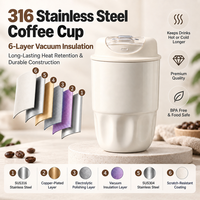 Gobelet isotherme Kingze en acier inoxydable 316, 260 ml, 450 ml, sans BPA, avec couvercle rabattable, logo personnalisé pour le bureau, la voiture, le camping