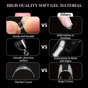 600 Uds puntas de <span class=keywords><strong>uñas</strong></span> de Gel suave transparente de alto brillo 12 tamaños media cubierta <span class=keywords><strong>uñas</strong></span> postizas acrílicas en forma de almendra - Product Image 5