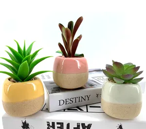Office Home Decor Keramik töpfe Kleine Kunststoff Bonsai Mini Topf künstliche Sukkulenten im Topf