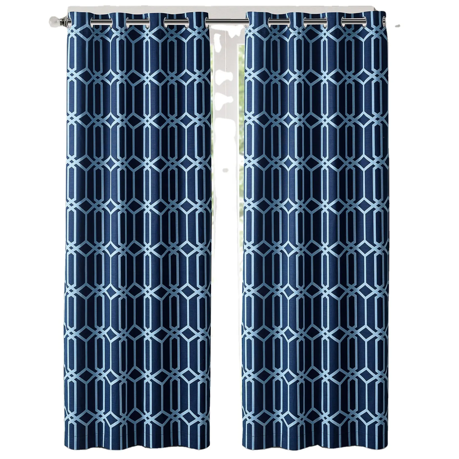 Alpha Textileluxury Gordijnen Voor Woonkamer Verduistering Gordijnstof Polyester Katoen Luxe Gordijnen Donkerblauw Groothandel